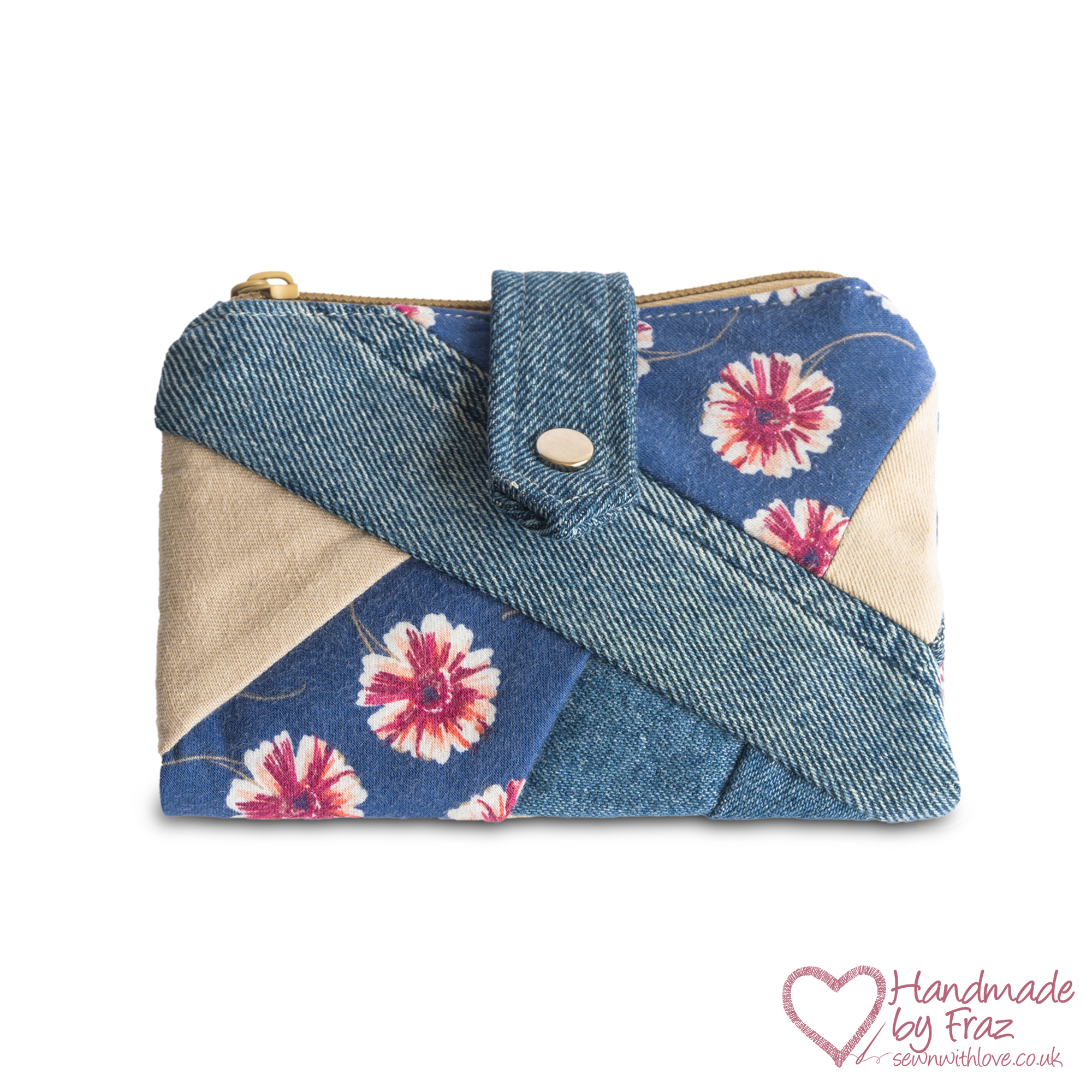 Patchwork Denim & Flower Purse