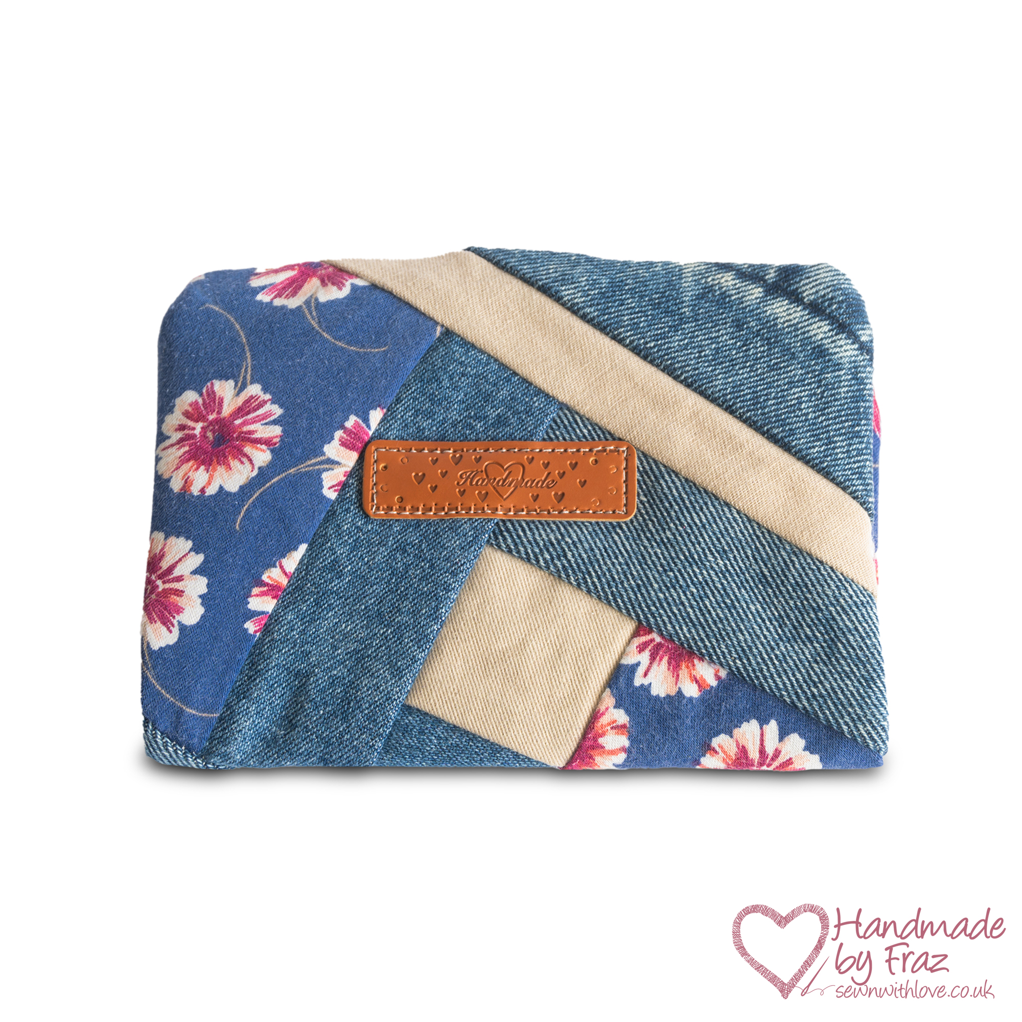 Patchwork Denim & Flower Purse Back