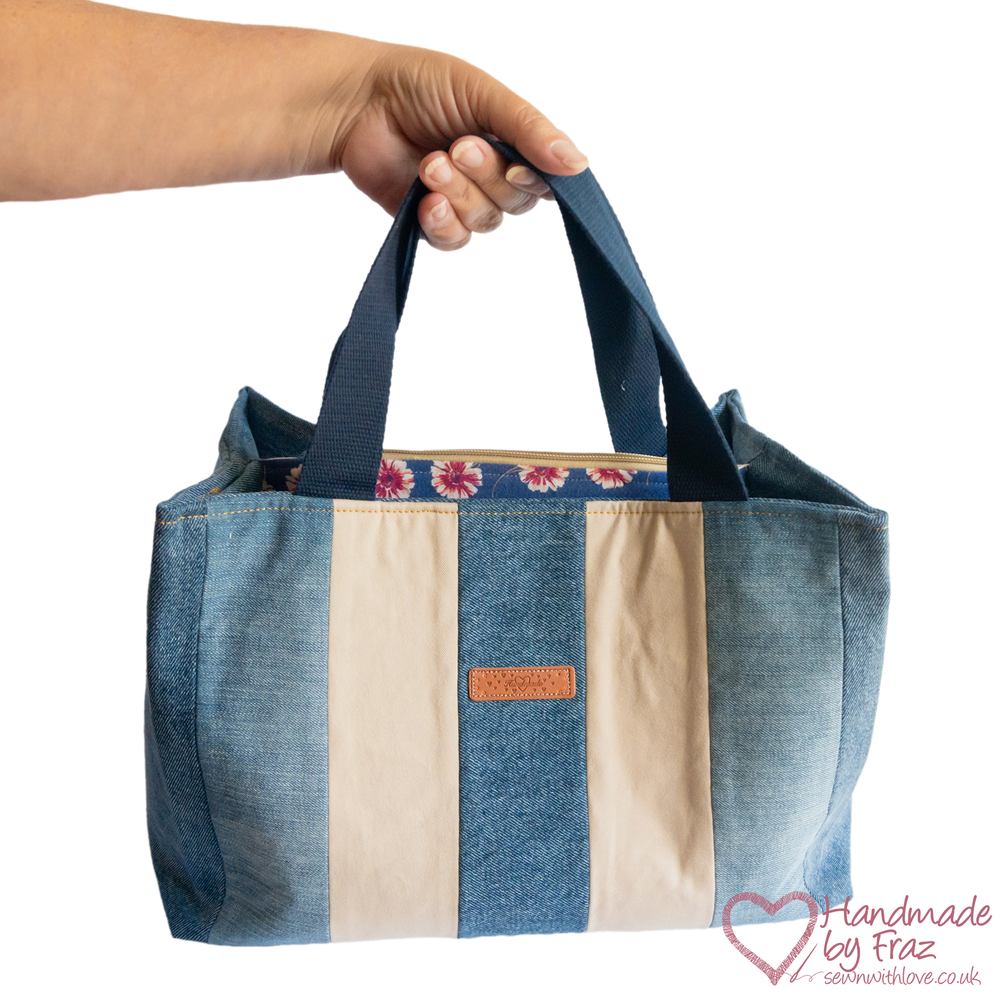 Denim Multi Pocket Tote Bag Size