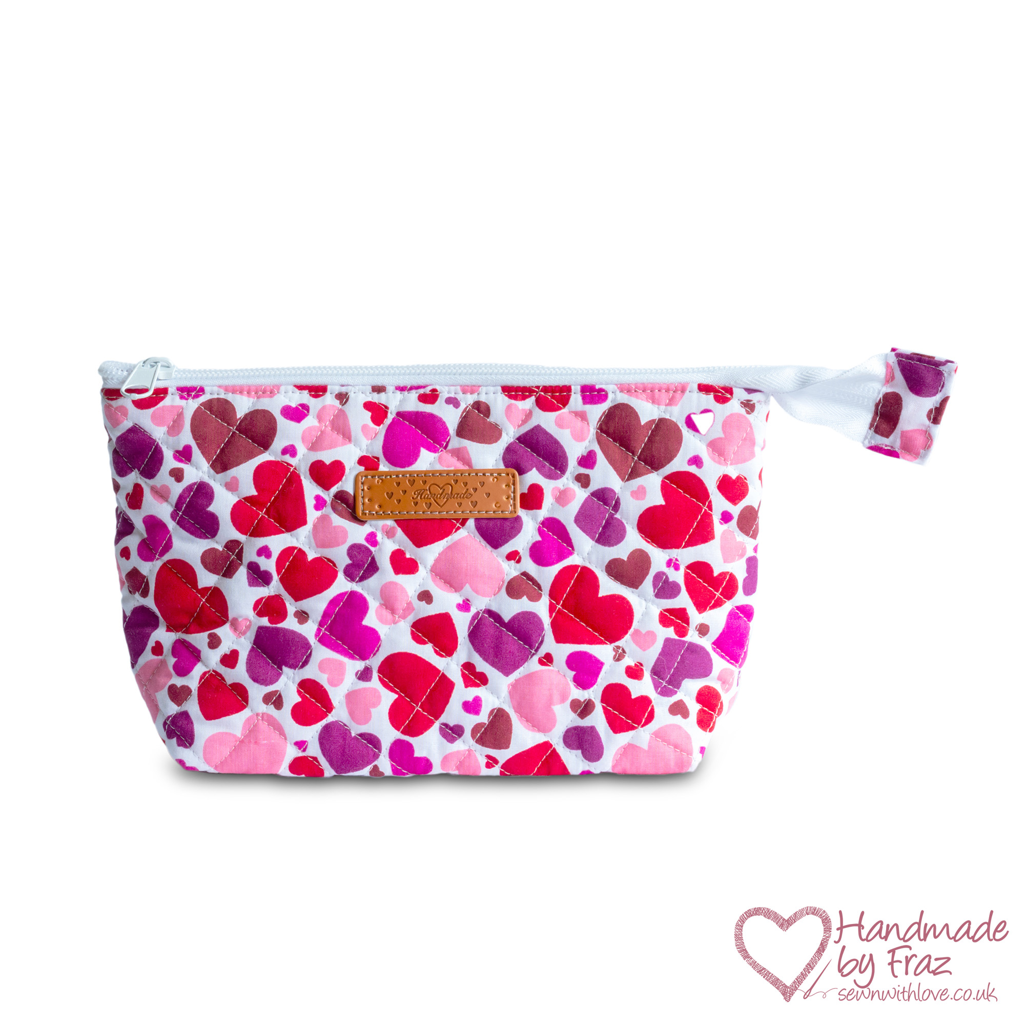 Quilted Hearts Make-Up Travel Zipper Pouch