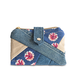 Handmade Patchwork Denim & Flowers Purse