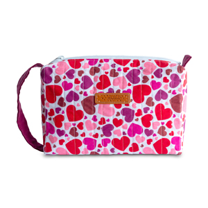 Quilted Hearts Hanging Make-Up & Travel Zipper Pouch